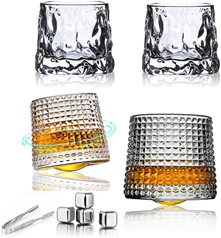 Čaše za koktele rotirajući set stakla za viski sa zlatnim obodom za kamenje Barware Scotch burbon