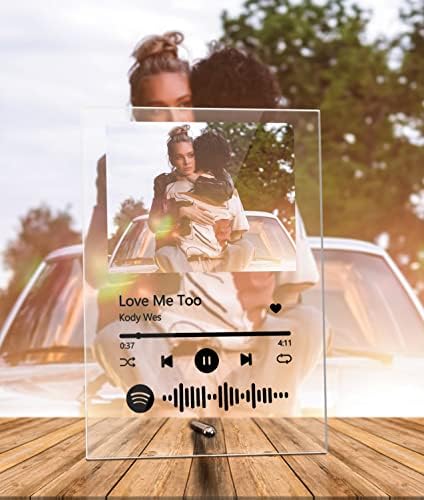 Wactt Custom Spotify Glass Art Night Light Personalizirani Skenable Spotify Code Photo Plaque