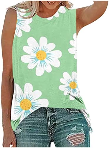 Slatki cvjetni tenkovi za žene labavi fit casual grafički majice bez rukava lagane ljetne majice prsluka