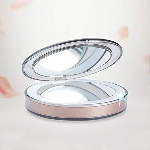 HOUKAI LED svjetlo Mini ogledalo za šminkanje kompaktno džepno Kozmetičko ogledalo za usne putovanje prijenosno