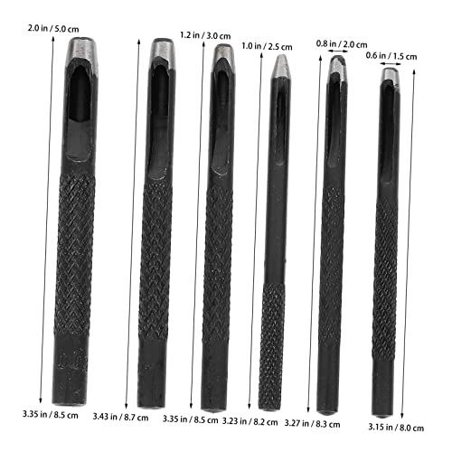 Doitool 6pcs rupa rupa njemački alati Punch setovi šivanja šuplji probirki za bušenje čeličnih crnih rupa za pljuskove