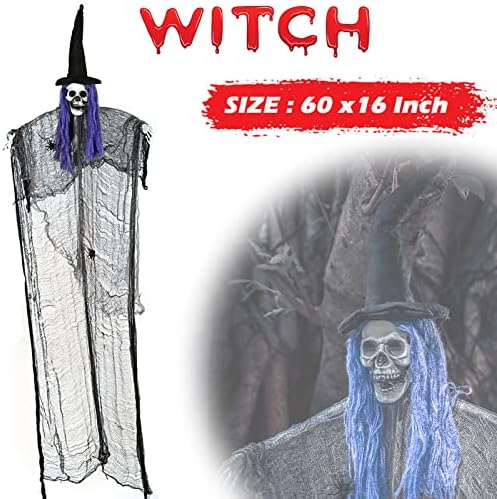 unanscre 3 paketa Halloween viseći ukrasi Grim Reapers, 60 inča viseći klovn& vještica& strašilo