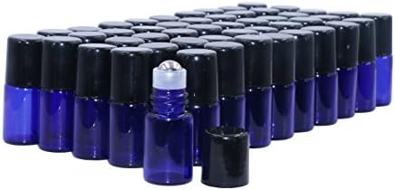 Boce od hrpe valjka, 50 pakovanja 2ml plava valjkasti boca boca prazna mini roll-on staklene boce bočice za esencijalno ulje parfemi aromaterapija, sa otvaračem i kapljicama