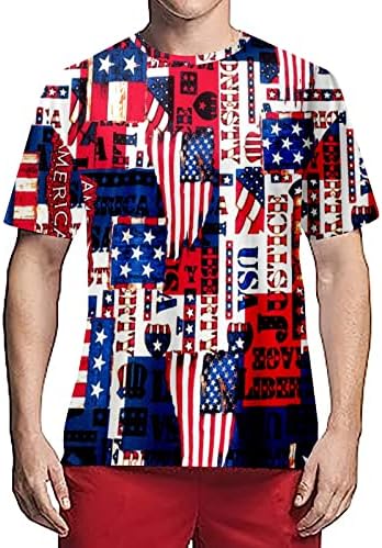 Ruiruilico Muške patriotske majice Amerika zastava 2023 ljetne kratke rukave Majica labavi fit grafički