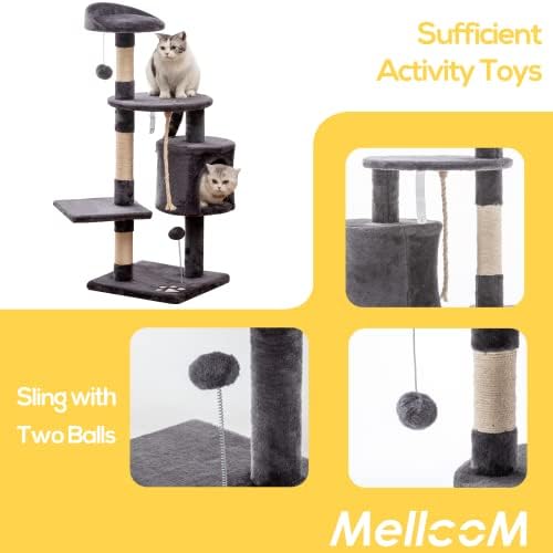 Mellcom Cat Tree Cat Tower za klirens u zatvorenom mačku, 44 MULTI-LEVEL CAT COND sa mačkom grebanjem post, podstavljena