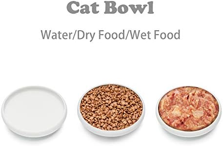 ComSaf posuda za vodu za hranu za mačke, široka plitka keramička posuda za mačke, posuda za kućne ljubimce koja se ne prolije, 10oz, pakovanje od 2 komada