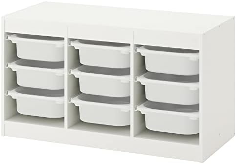 Kombinacija skladištenja ikea Trofast sa kutijama, 99x44x56 cm, bijela / bijela