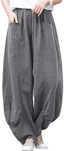 Safeeye ženske labave posteljine pantalone casual širokoj nozi