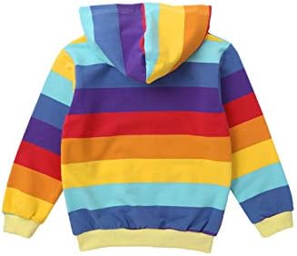 Aislor Girls Kids Patch Rainbow Stripes Print Hoodies s kapuljačom s kapuljačom dugih rukava sa zatvaračem sa zatvaračem s dukserom