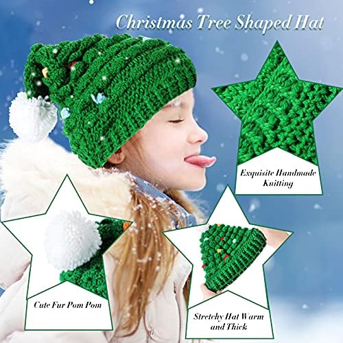 Sumind 2 komada Božićne šešire odrasli Kids Božićno drvsko hat Toddler Green Unisex Beanie Santa Hat