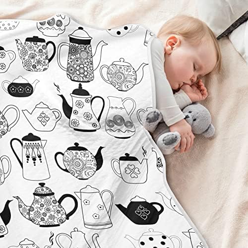 Swaddle pokrivač različitih čaša sa čajnim kotlićima Bijela pamučna pokrivačica za dojenčad, primanje