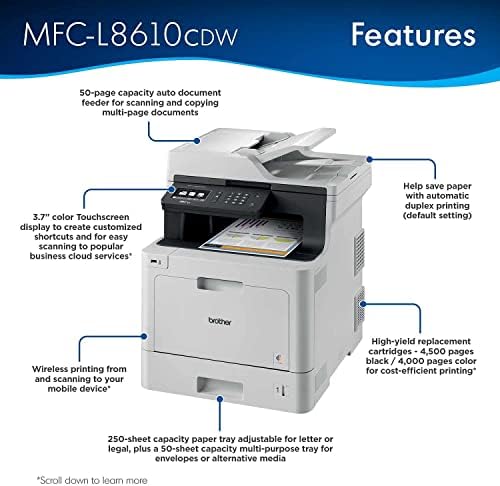 Brat Color MFC-L8610CDW All-in-One bežični laserski štampač, bijeli - Print Copy Scan Fax - 3,7