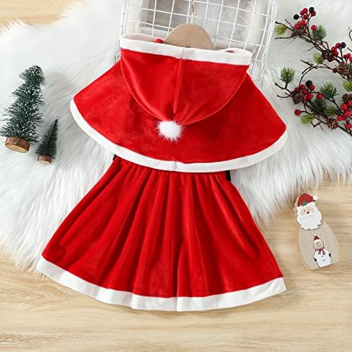 TODDLER Baby Girl Velvet Božićna haljina s kapuljačom Cape Santa Claus prerušiti se Red Xmas Fall Winter