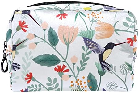 Tbouobt kozmetičke vrećice za žene, torba za šminku TOAL TOAL TORBITE OTVORI Organizator, Spring Hummingbird cvjetni cvijet