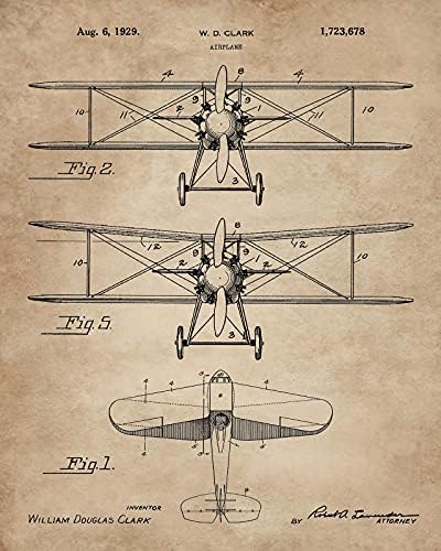 Avijacijski dekor - Set od četiri dvokrilna patentna umjetnička grafika zidova - ideje za