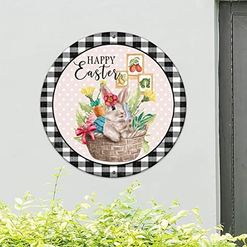 Woguangis Happy Easster Spring Flower Bunny Aluminijum Potpise Seoska kuća Uskrsni dekor Sretan proljetni