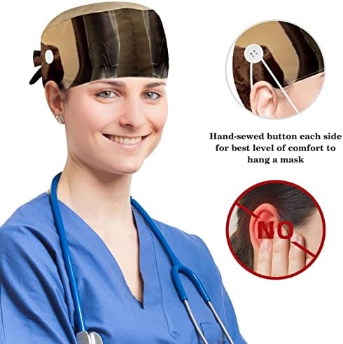 Ferris Art Radni šešir Podesivi kapu za piling sa tipkama i luk kosu za medicinsku medicinsku