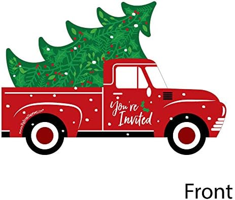 Velika tačka sreće veseli malo božićno drvo - oblikovane pozivnice za popunjavanje - crveni kamion