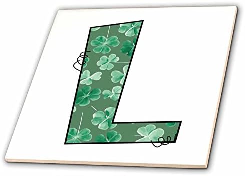 3drose slatka zelena djetelina sa četiri lista Curly Cue Monogram početne l-Tiles