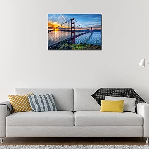 Sunset Golden Gate Bridge Canvas Wall Art HD umotan uokviren za dnevni boravak moderna umjetnička djela grafike