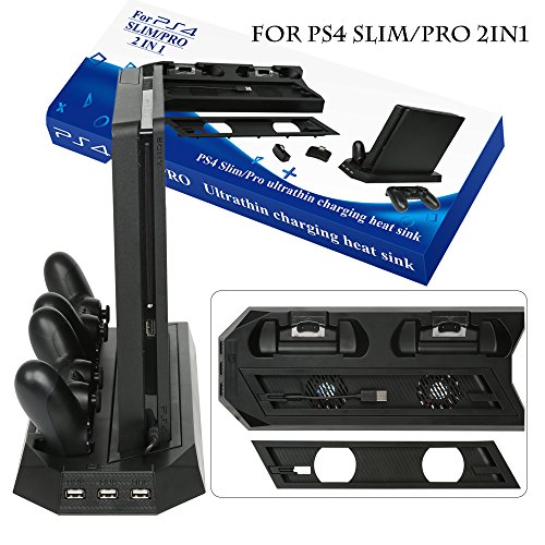 Vertikalni punjač za PS4 Pro / PS4 Slim stanica za punjenje dvostrukog kontrolera sa ventilatorom