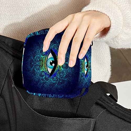 Geometry Symbol Eye plava torba za šminkanje, kozmetička torba, Prijenosna toaletna torba za žene i djevojčice