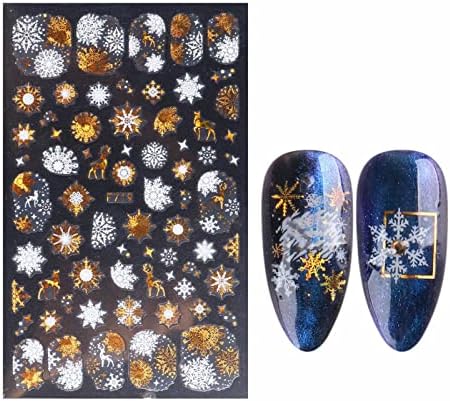 Naljepnica za poboljšanje noktiju 3D Božićna serija dvije boje Zlatna pahuljica tanka naljepnica za nokte Francuska četkica za manikir