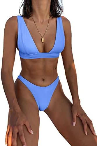 Hatant Bikini Setovi za žene dvodijelni kupaći kostim V izrez sklekovi trokut gornji dio s kratkim