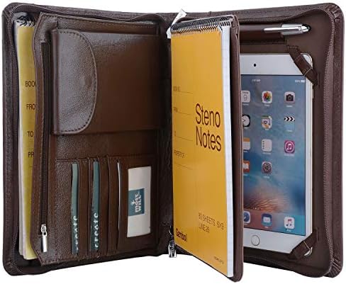 Xiaozhi Deluxe kožna Padfolio futrola, portfelj sa patentnim zatvaračem Organizator FOLIO FOLIO, odgovara iPad Mini 4 i Junior Legal A5 Veličina papira Black, XZ-712-ipad-mini-4-crna