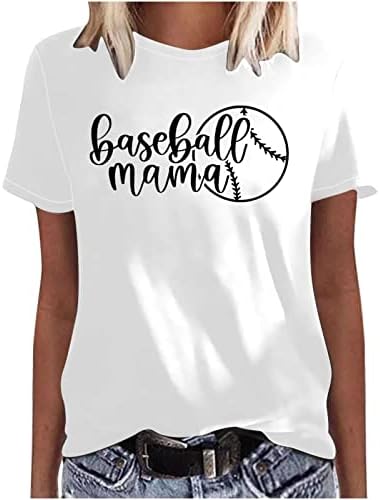 Bejzbol mama majice za žene 2023 ljeto labavo O vrat kratki rukav grafički trendi casual Tees duksevi