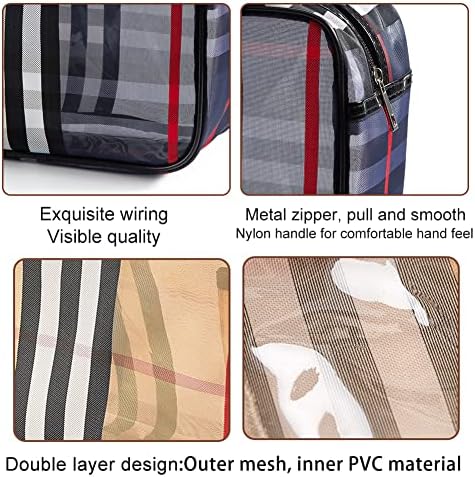 Veki 3 komada Set karirana prugasta prozirna torba za šminkanje vodootporna putna kozmetička torba