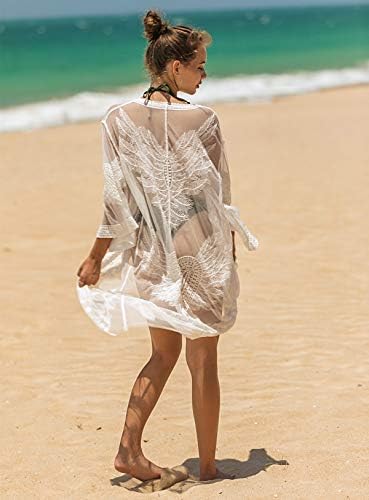 Romanstii ženski čipkasti kardigan cvjetni kukičani Sheer Beach Cover Ups dugi Kimono