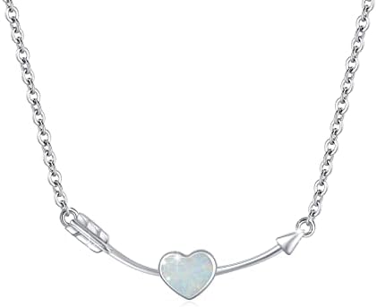 Srce ogrlica 925 Srebra Opal Privjesak Ogrlica godišnjica rođendan Božić Majčin dan Valentinovo