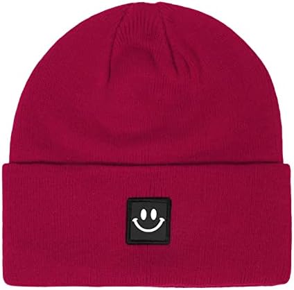 Cazytoyz Knittit Beanie Hat za muškarce Žene sa osmijehom suočavaju se sa vezenim manžednim lučkim patinima zimski topli špet za skijanje
