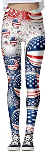 4. jula High Squist gamaše za žene Američka zastava Trkenje joge gamaše ultra meke brušene elastične vježbe