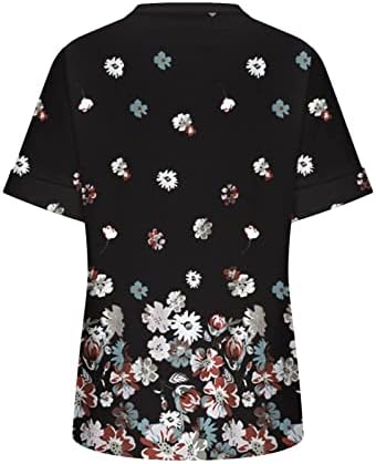 Ženska 2023. ljeto V izrez Loose Comfy Tees Modne majice Na vrhu Bluza Kratki rukav cvijet za cvijeće