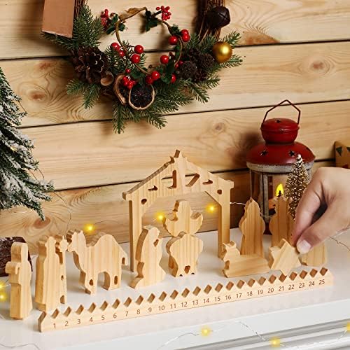 14 kom jaslica Set drvene Advent Kalendar za odrasle djecu Božićni pokloni za djecu rasadnik dekor Božić uređenje