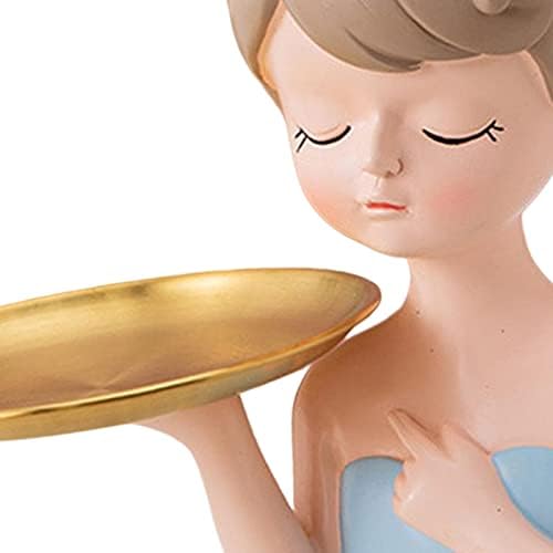 Heimp Girl Figurine Holding Skladište Skulptura za spavanje za spavaću sobu Dnevna soba, Plava