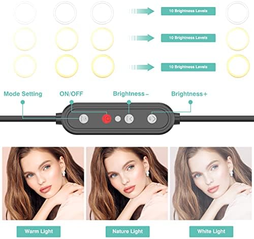 10 Selfie Ring Light sa 63 postoljem za Stativ & držač telefona za prijenos uživo / šminku,nadograđeno