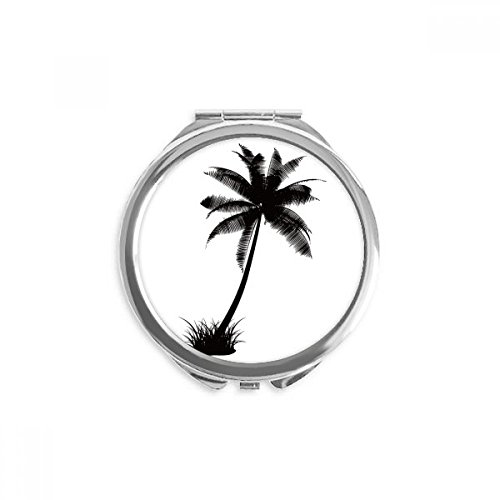 Coconut Tree Beach Black Outline Ručno Kompaktno Ogledalo Okruglo Prijenosno Džepno Staklo