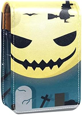 Mini ruž za usne sa ogledalom za torbicu, Halloween Pumpkin Night Background Portable Case Holder Organization