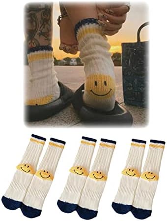 Ralxion 3 Para Čarapa Sa Smajlijem, Slatke Estetske Preppy Vintage Čarape Za Nasmijano Lice