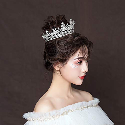 S SNUOY srebrne Krune za Žene Crystal Queen Crown Full okrugli vjenčanje traka za glavu za rođendan Pageant Prom