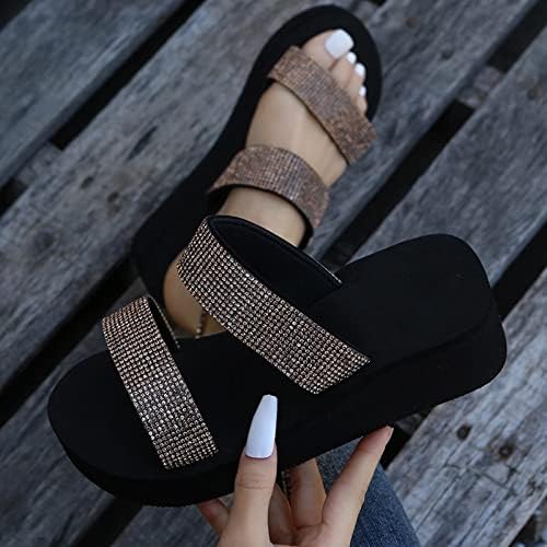 Rhinestone Flatform Flip Flops za žene Modne klinove sandale Dvostruke kaiševe Ležerne dijapozitive