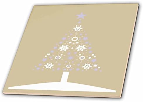 3drose božićno drvo pahuljica i zvijezda na plavoj bež-pločice