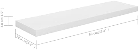 Vidaxl plutajuća zidna polica visoko sjaj bijela 35,4 x9,3 x1,5 MDF