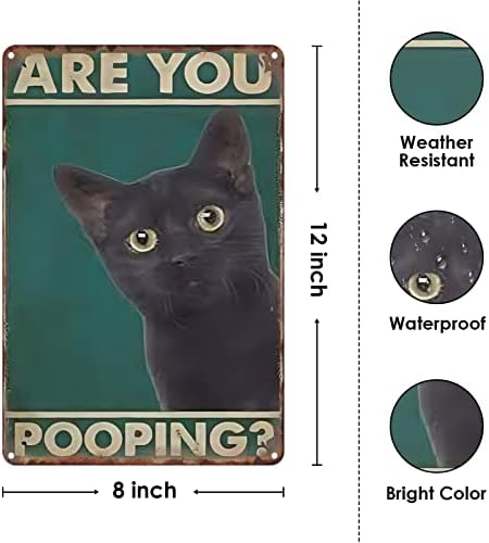 Metalni Limeni znak Vintage da li Kakate mačka smiješna novost za dom, kupatilo, toaletni zidni dekor