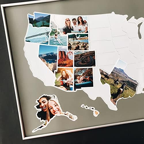 SAD Photo Map-50 država putna karta - 24 x 36 in - Prepisiva dvoslojna karta-napravljena od fleksibilnog vinila-Neuramljena-uključuje Photo Maker-Grey