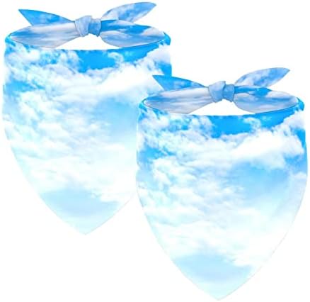 Bijelo-oblak-plavo-nebo uzorak pasjih Bandana,2 paketa mekani perivi šal za kućne ljubimce trokut za velike pse štence i mačke
