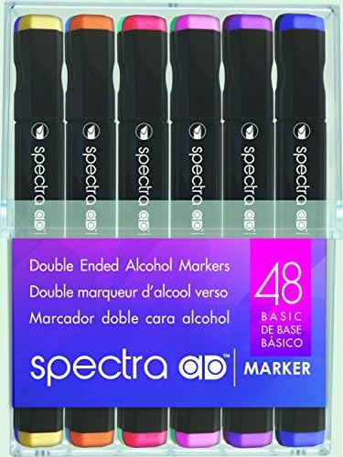 AD Marker ChartPak spektra, tri-nib i četka dual-tip, 48 različite osnovne boje postavljene u tvrdim plastičnim kockicama, 1 svaki